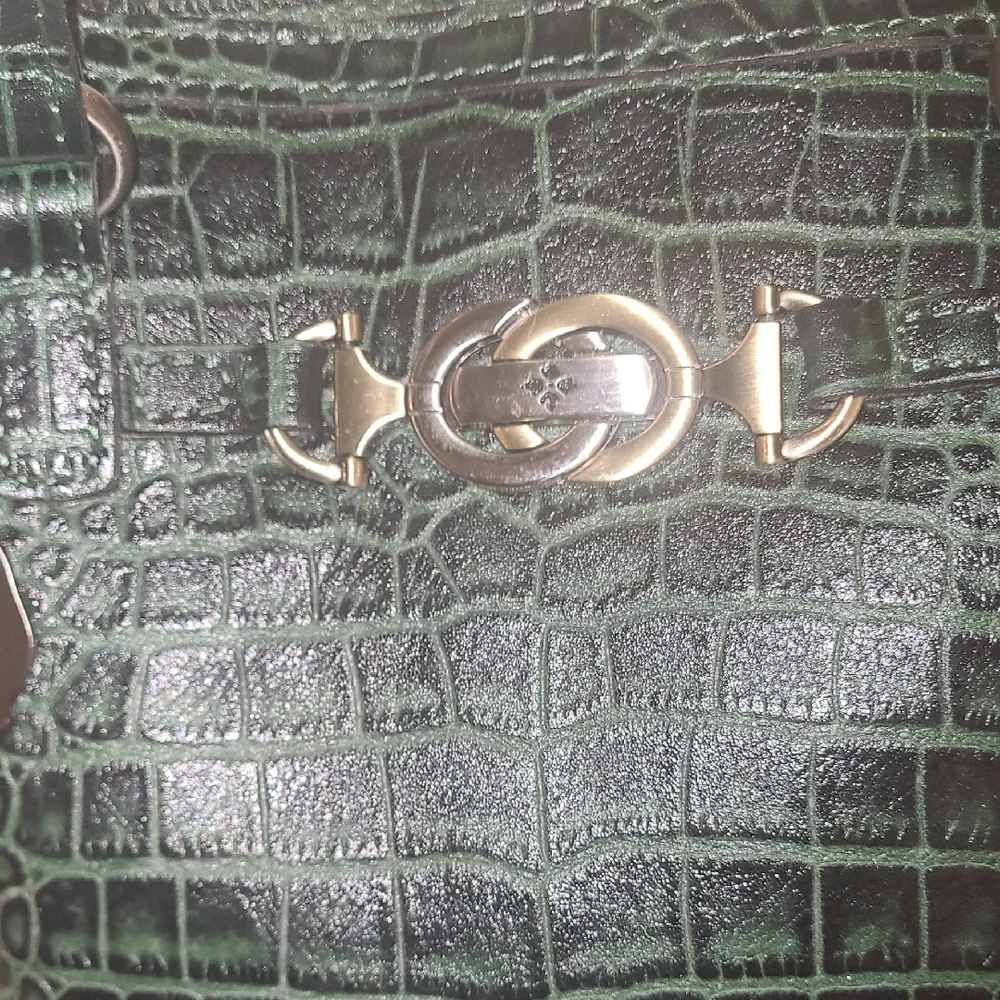 Patricia Nash Green Crocodile Embossed Satchel 10th Year Anniversary W/ Dustbag - Picture 8 of 11